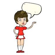 cartoon waitress with speech bubble N10
