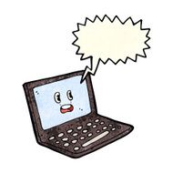 cartoon laptop computer with speech bubble N3