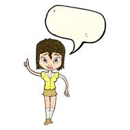 cartoon woman making point with speech bubble N6