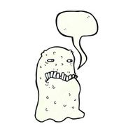 cartoon gross ghost with speech bubble N15