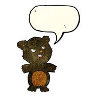 cartoon happy little black bear with speech bubble N4