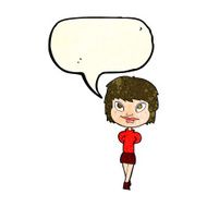 cartoon happy woman with speech bubble N82