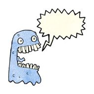 cartoon gross ghost with speech bubble N16