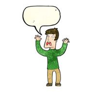 cartoon frightened man with speech bubble N22