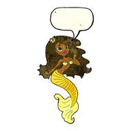 cartoon pretty mermaid with speech bubble N9