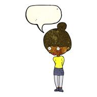 cartoon woman staring with speech bubble N9