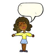 cartoon woman with open arms speech bubble N31