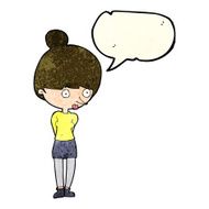 cartoon woman staring with speech bubble N10