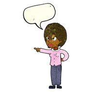 cartoon woman accusing with speech bubble N3