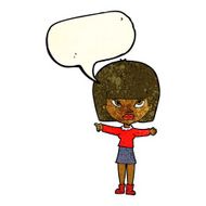 cartoon woman pointing with speech bubble N70