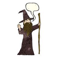 cartoon old wizard with speech bubble N3