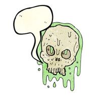 cartoon slimy skull with speech bubble N2