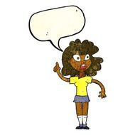 cartoon woman making point with speech bubble N7