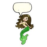 cartoon pretty mermaid with speech bubble N10