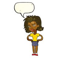 cartoon woman with hands on hips speech bubble N66