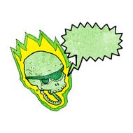 cartoon flaming pirate skull with speech bubble N4