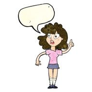 cartoon woman making point with speech bubble N8