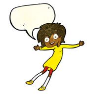 cartoon crazy excited girl with speech bubble N3