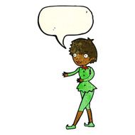 cartoon christmas elf woman with speech bubble N3