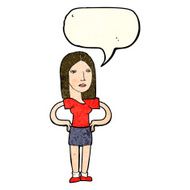 cartoon woman with hands on hips speech bubble N69