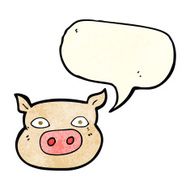 cartoon pig face with speech bubble N4