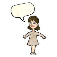 cartoon woman with open arms speech bubble N34