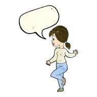 cartoon woman waving with speech bubble N107