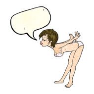 cartoon pin up girl in underwear with speech bubble N2