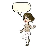 cartoon friendly woman waving with speech bubble N18
