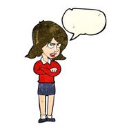 cartoon angry woman with speech bubble N6