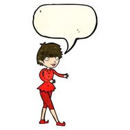 cartoon christmas elf woman with speech bubble N4