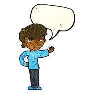 cartoon woman waving with speech bubble N109