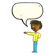 cartoon man gesturing welcome with speech bubble N3