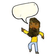 cartoon bearded man pointing the way with speech bubble N3