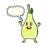cartoon frightened pear with speech bubble N3
