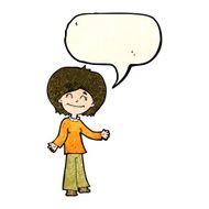 cartoon happy woman with speech bubble N85