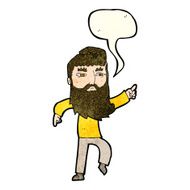 cartoon bearded man pointing the way with speech bubble N4