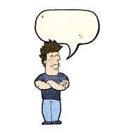 cartoon sulking man with speech bubble N4