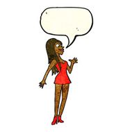 cartoon woman in pink dress with speech bubble N3