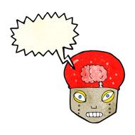cartoon spooky robot head with speech bubble N3