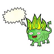 cartoon little demon with speech bubble N9