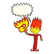 fire spirit cartoon with speech bubble N2