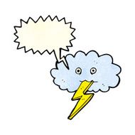 cartoon lightning bolt and cloud with speech bubble N2
