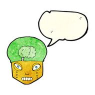 cartoon spooky robot head with speech bubble N4