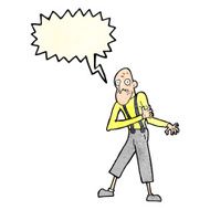 cartoon old man having heart attack with speech bubble N4
