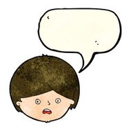 cartoon unhappy boy with speech bubble N19