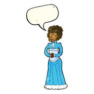 cartoon shocked victorian woman with speech bubble N4