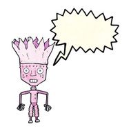 funny cartoon robot wearing crown with speech bubble N2