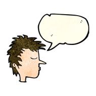 cartoon male face with speech bubble N6