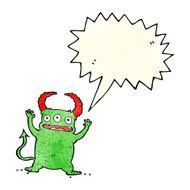 cartoon little devil with speech bubble N7